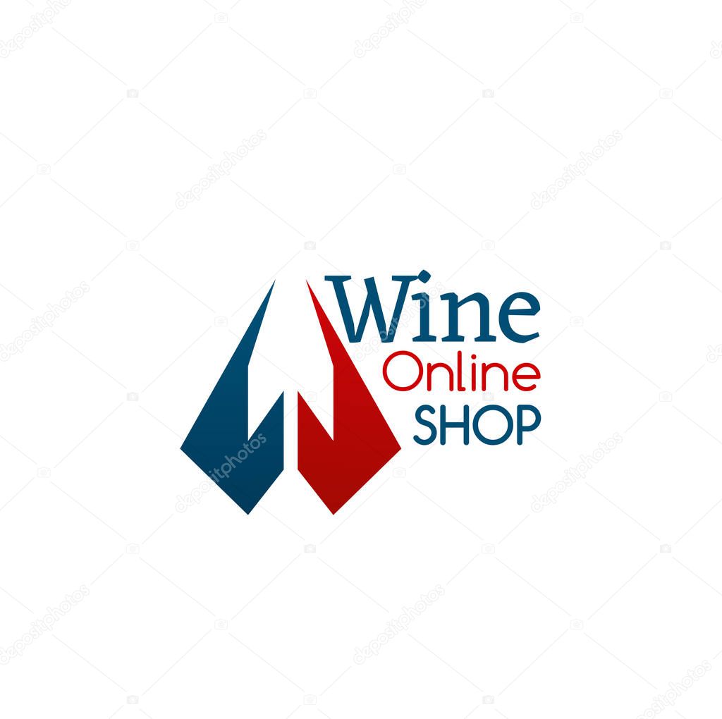 Wine online shop vector icon isolated on a white background. Concept of alcohol and luxury beverages. Shopping or delivery sign, abstract vector online shopping concept