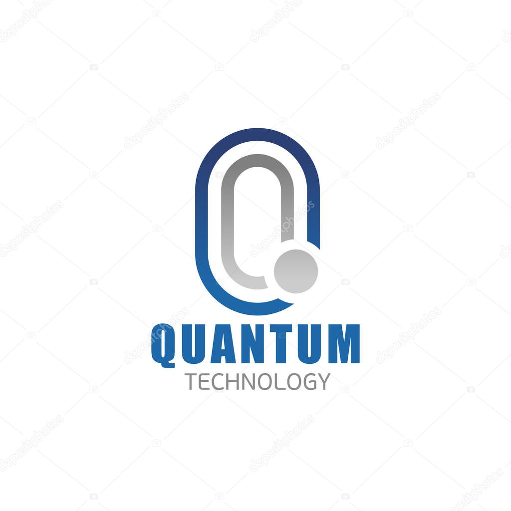 Quantum technology Q letter icon for digital and smart electronic devices production or hi-tech physics research company. Vector isolated letter Q for innovation technology appliances development