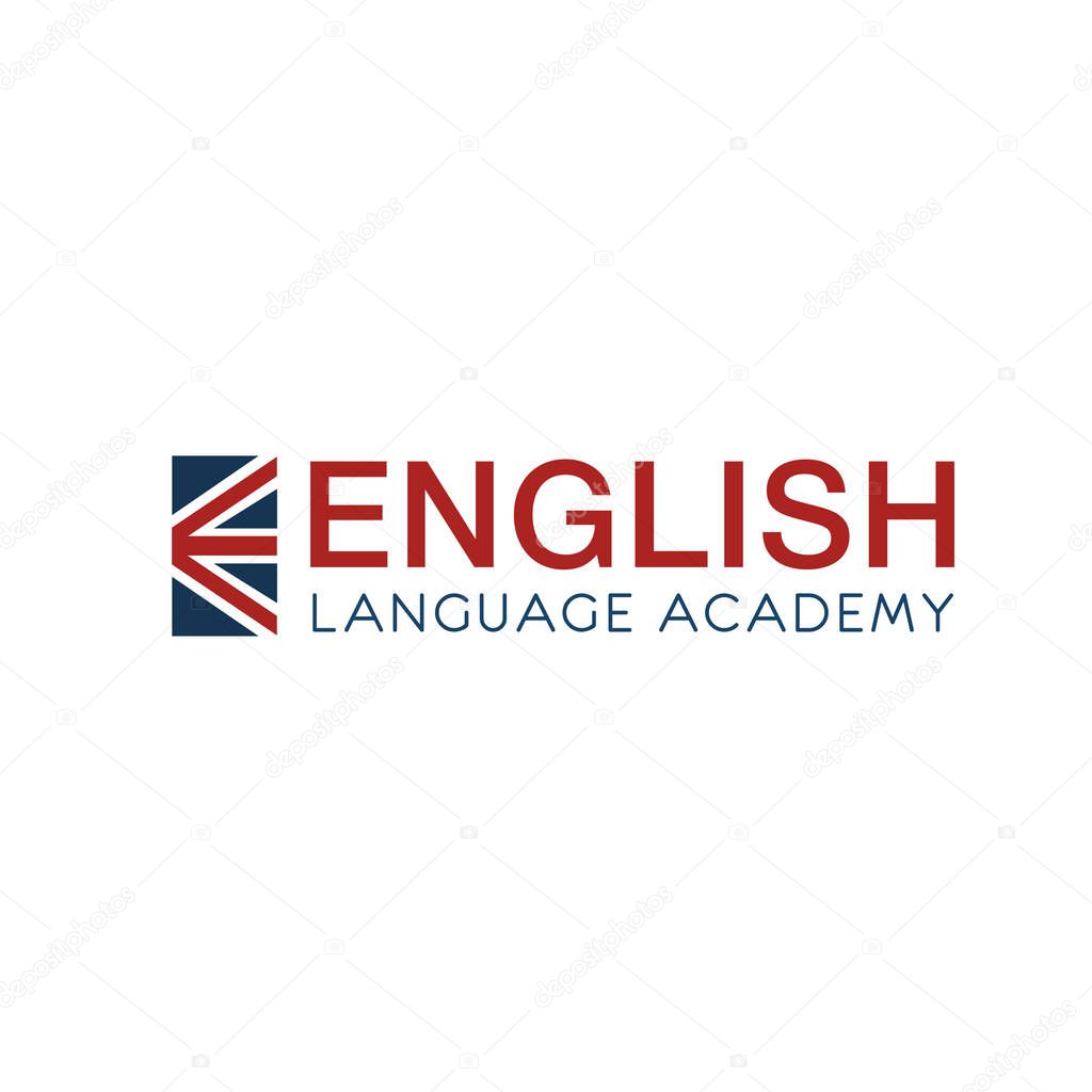 English language academy vector icon. English as a second language concept. Fluent speaking in English courses. Badge for classes of English language, isolated on white background