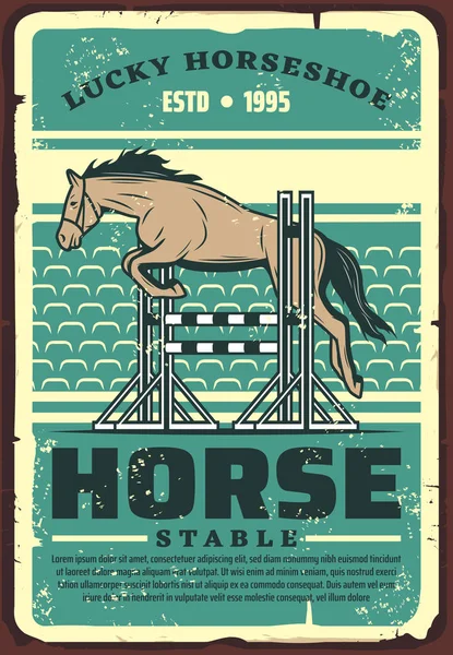 Hästen hoppar över staketet. Ridsport — Stock vektor