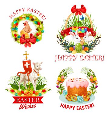 Tatil yumurta, bunnies, çiçek ve pasta