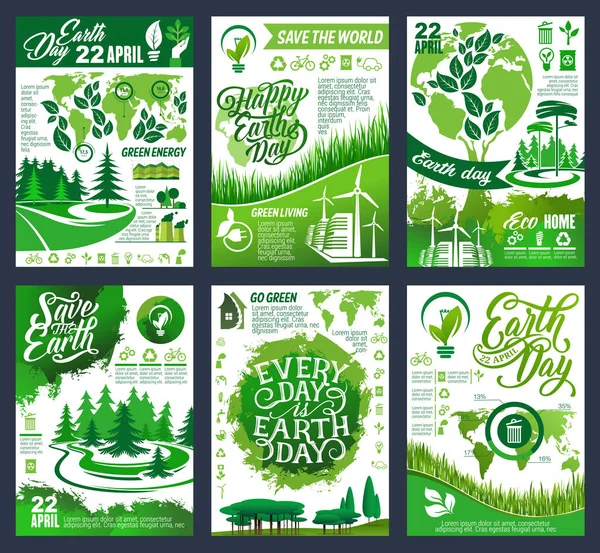 Bannière Jour de la Terre pour Save Planet eco concept — Image vectorielle