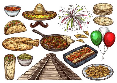 Cinco de Mayo Mexican holiday sketch food clipart