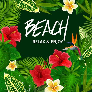 Tropikal palmiye yaprağı beach parti davetiyesi
