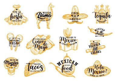 Cinco de Mayo Meksika Meksika şapkası, kaktüs ve tekila