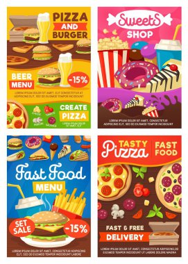 Fast hamburger, sandviç aperatifler ve tatlılar