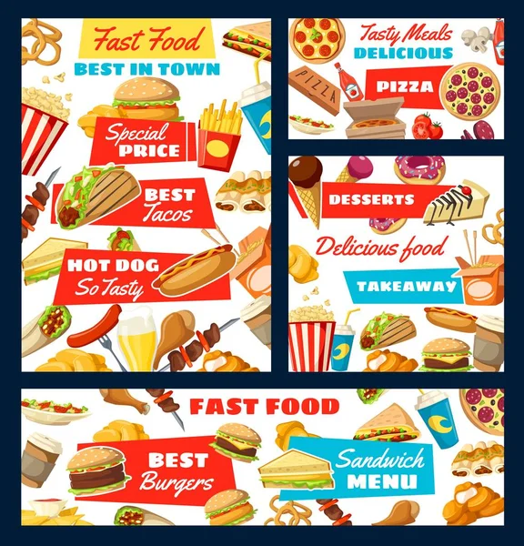 Fast food street snacks och dryck meny — Stock vektor