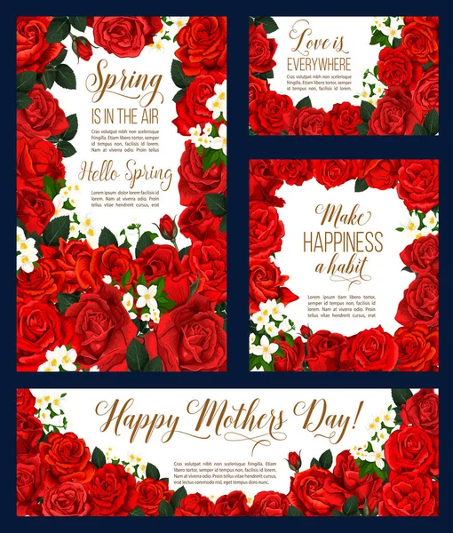 Diseño de la tarjeta de felicitación flor primavera Día Madre — Vector de stock