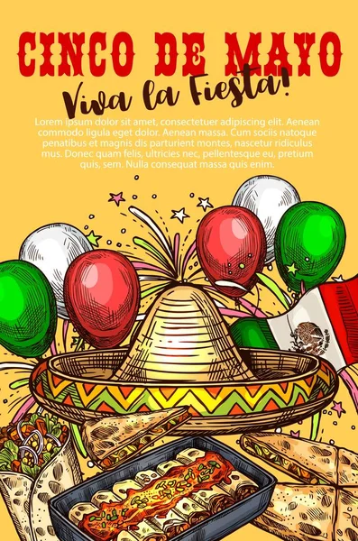 Mexické kuchyně, Cinco de Mayo dovolená — Stockový vektor