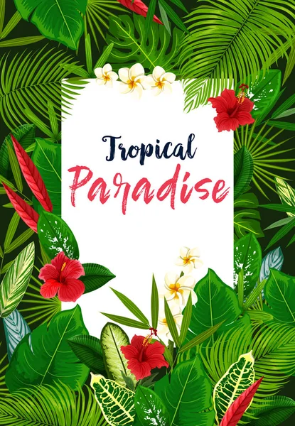 Fleurs exotiques et feuilles tropicales — Image vectorielle