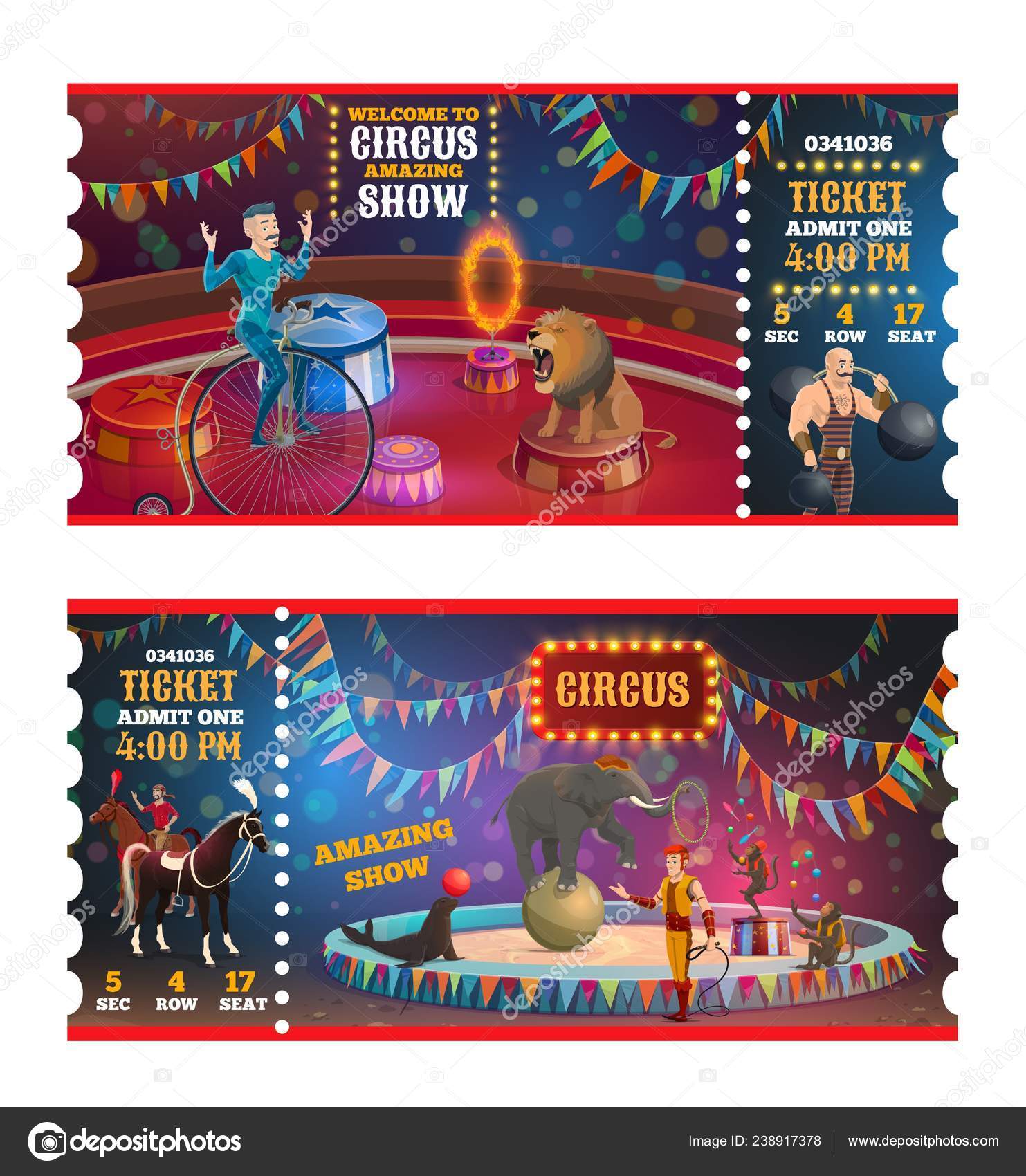 Circus magic show tickets cartoon tickets Stock Vector Image by ©Seamartini  #238917378