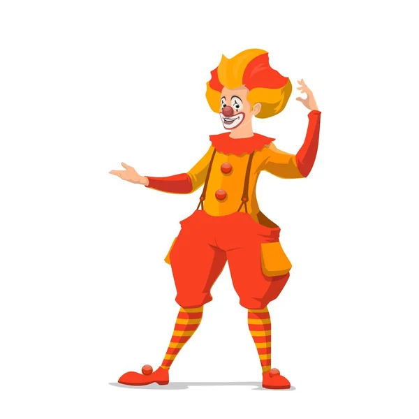 Isolated cartoon circus clown with fake nose — 스톡 벡터