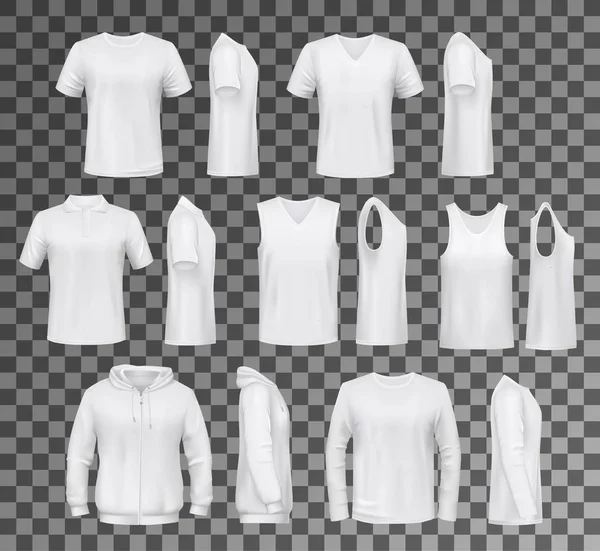 Male clothes isolated tops, shirts and hoodie — Stock Vector