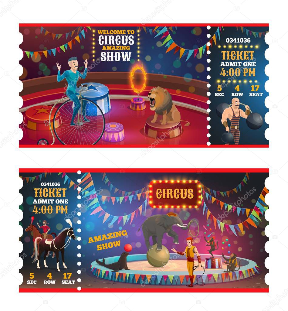 Circus magic show tickets cartoon tickets