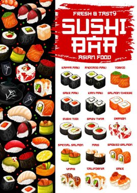 Japon mutfağı menü, suşi ve rulo