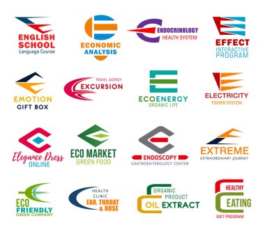 E harfinin kurumsal kimlik, iş ikonları/simgeleri