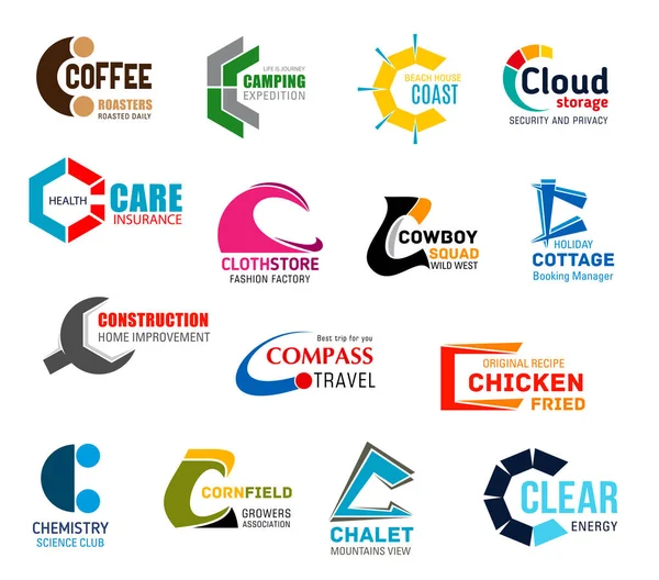 Γράμμα C εταιρική ταυτότητα, εικόνες επιχειρήσεων — Διανυσματικό Αρχείο
