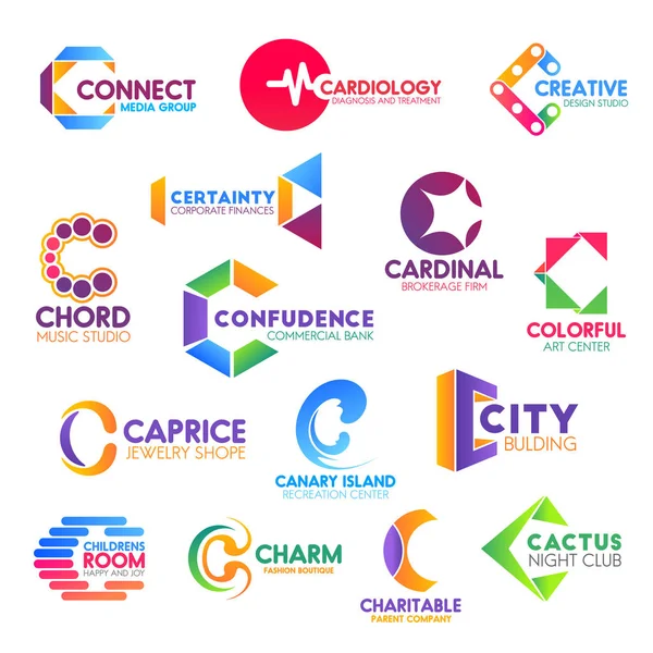 Carta C identidade corporativa, ícones de negócios — Vetor de Stock