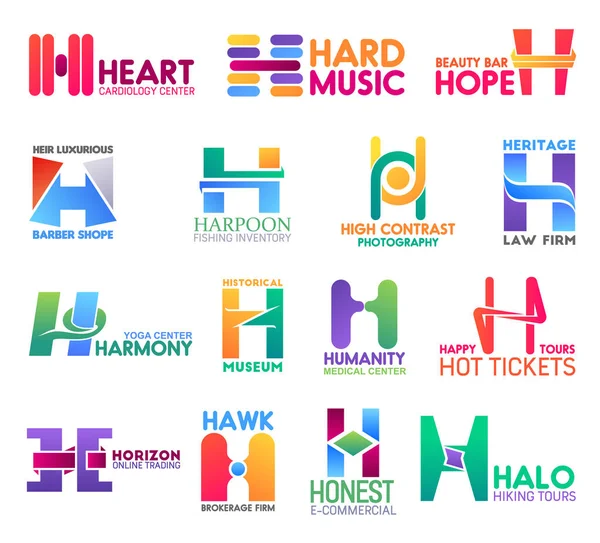 H letter corporate identity, business icons — Stock Vector