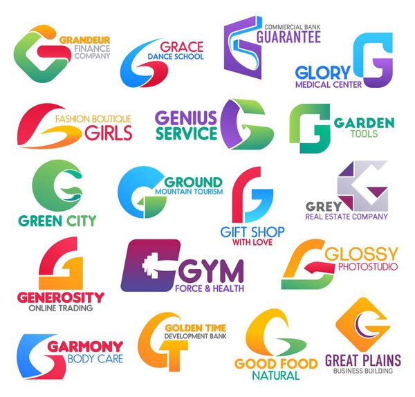 Business icons, letter G, corporate identity