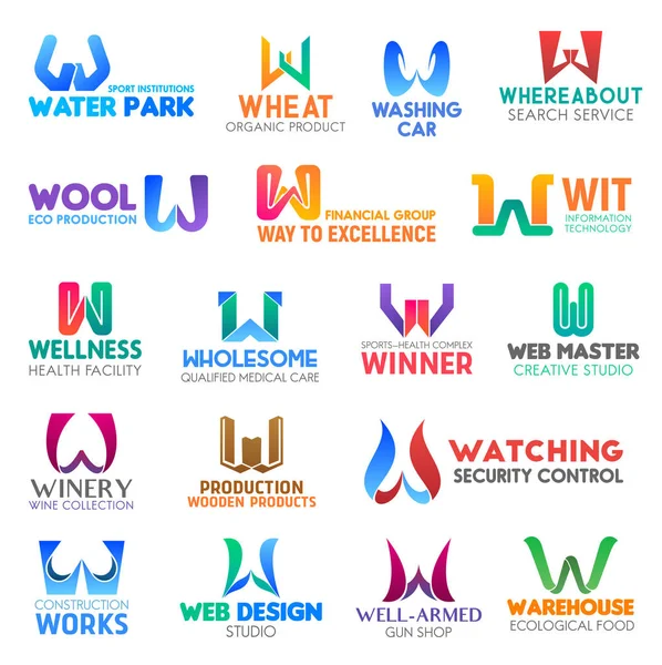 Lettre W image de marque, icônes d'entreprise — Image vectorielle