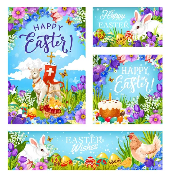 Easter Christian religion eggs and greetings — Stock Vector