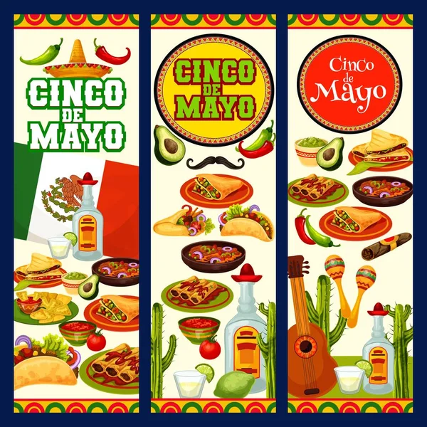 Cinco de Mayo Mexicaanse traditionele fiesta voedsel — Stockvector