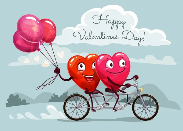 День Святого Валентина серця їзда велосипедів з куль — стоковий вектор