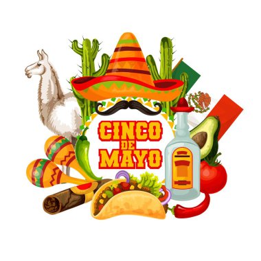 Cinco de Mayo Meksika Meksika şapkası ve Marakas