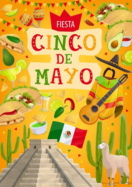 Festa de férias mexicana, celebração Cinco de Mayo —  Vetores de Stock