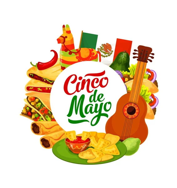 Mexican holiday Cinco de Mayo fiesta celebration — 스톡 벡터