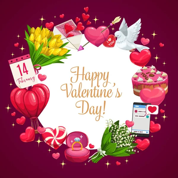 Coeurs, alliance, lettre d'amour Saint Valentin — Image vectorielle