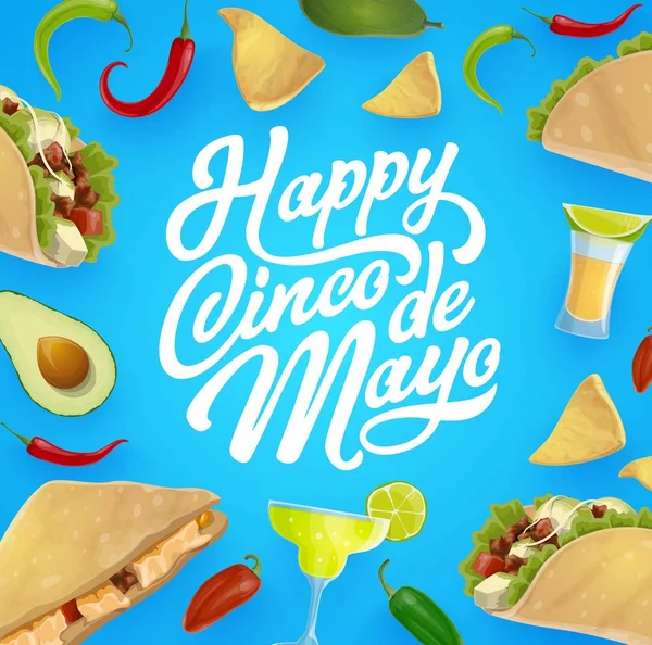 Mexikanisches Essen und Trinken. cinco de mayo fiesta party — Stockvektor