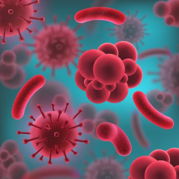 Bactérias ou vírus, micróbios e microrganismos 3D —  Vetores de Stock