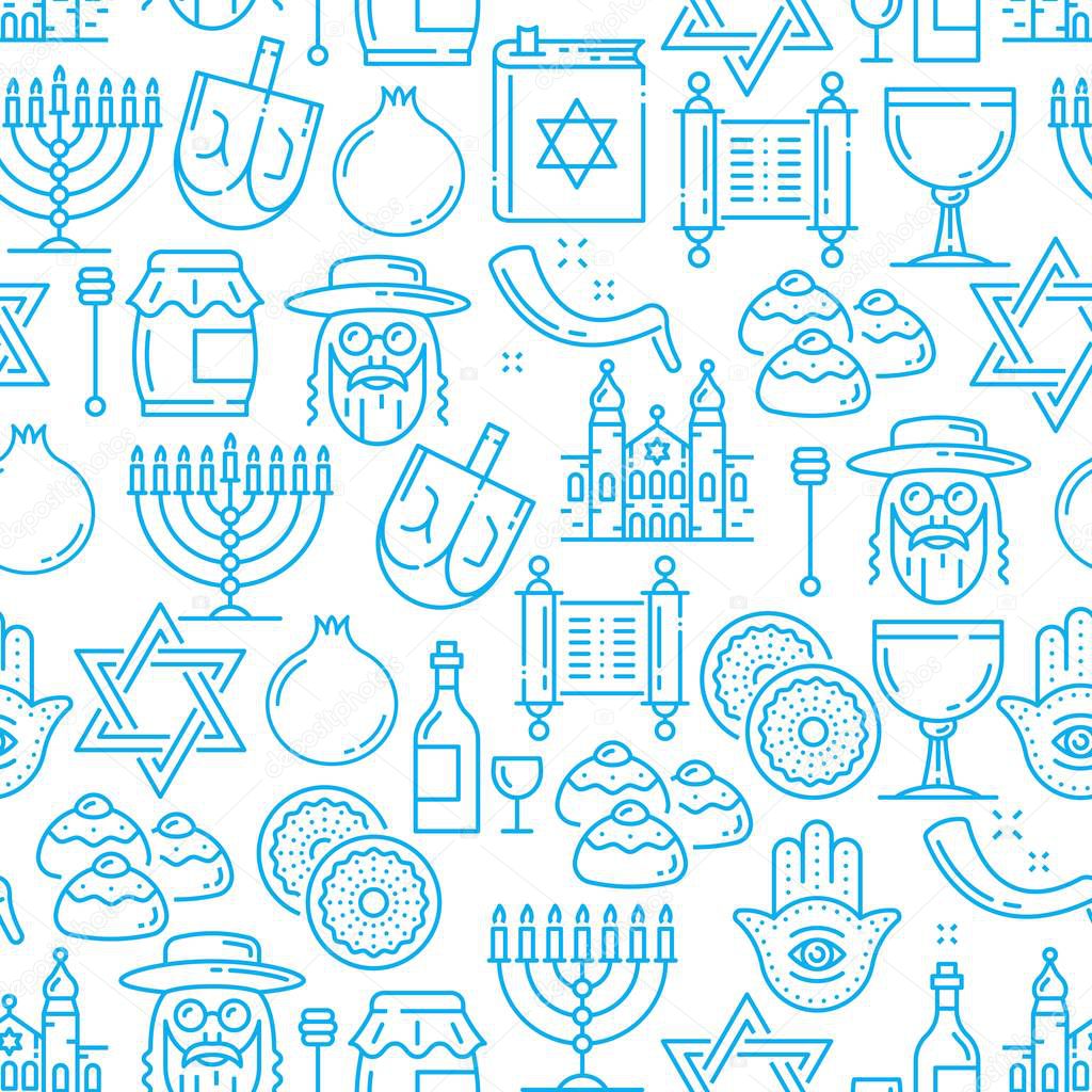 Judaism religion seamless pattern, Jewish symbols