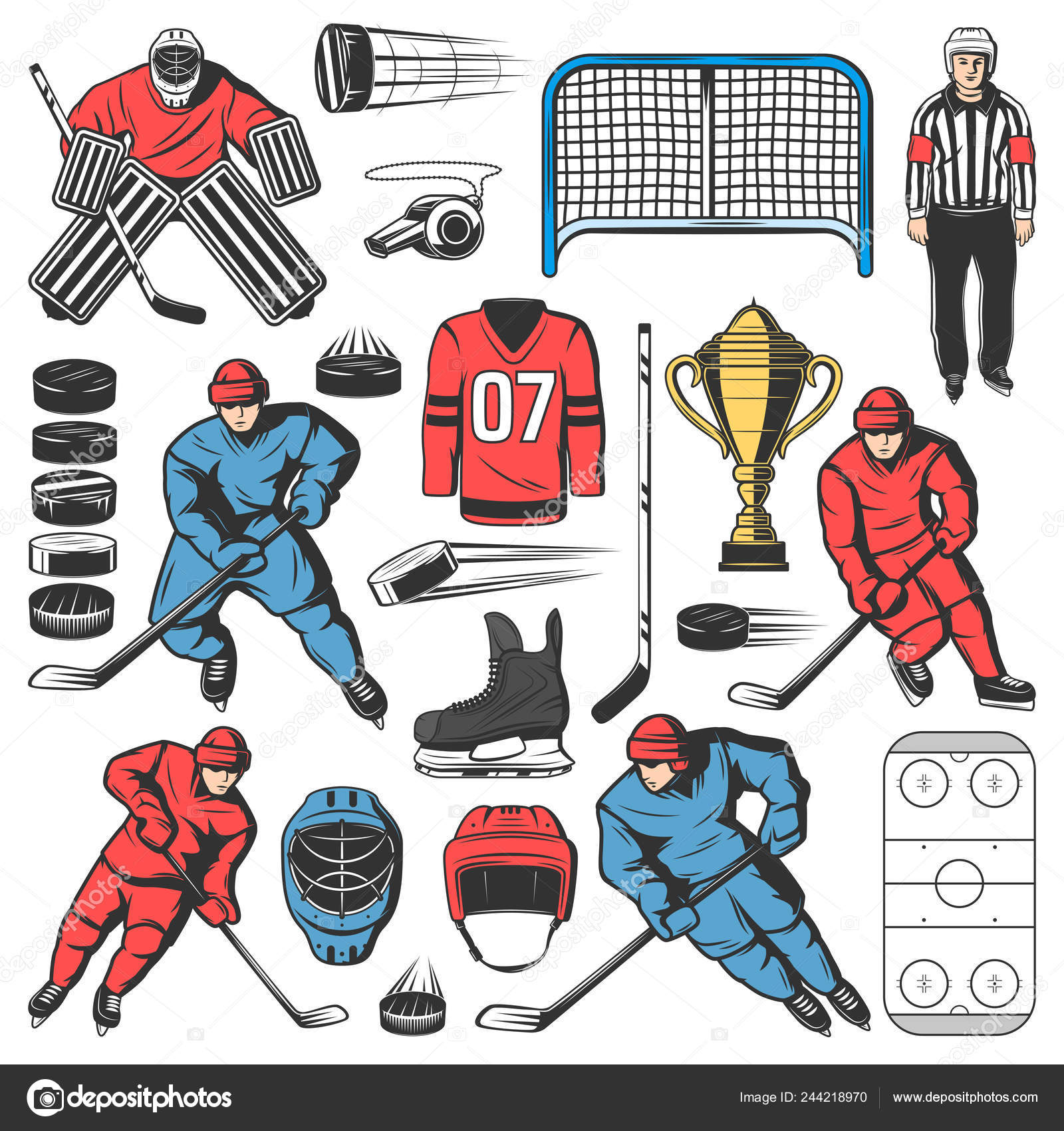 Ice hockey players outfit, team equipment Stock Vector by ©Seamartini  244218970, image size:1600x1700
