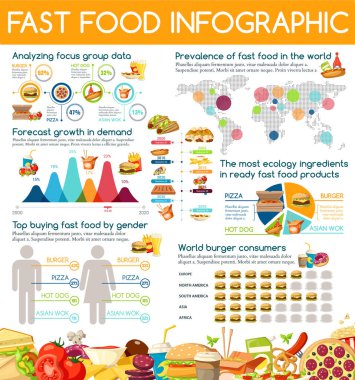 Fast food aperatifler ve içecekler Infographic
