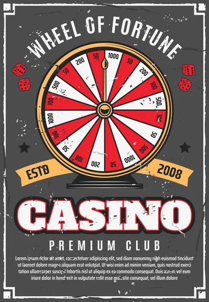 Casino poker game wheel of fortune gambling — Stock Vector