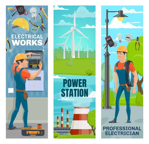 Electrical engineering and energy power plants — Stock Vector