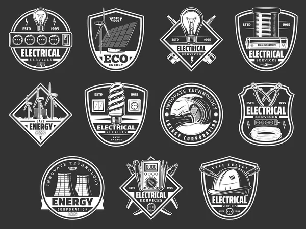 Electrical service and energy power icons — Stock Vector