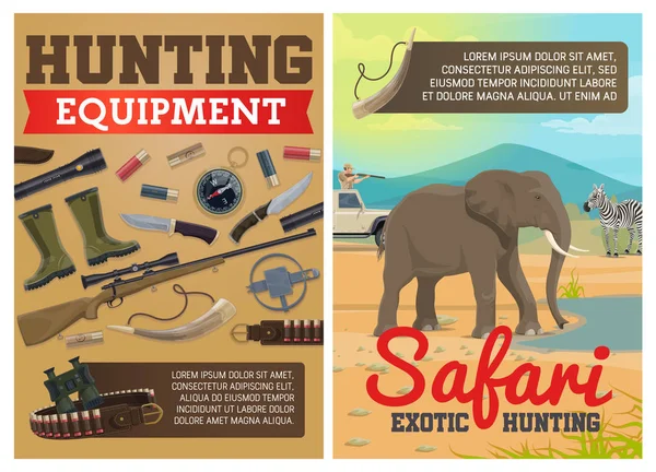 Caza de munición, safari africano — Vector de stock