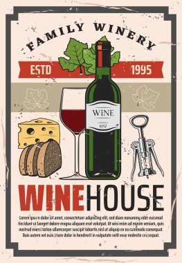 Şarap şişesi ve aperatifler aile winery içinde