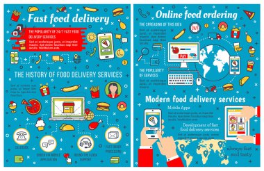 Fast food paket servisi olan restoran ve teslimat Infographic