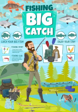 Balık tutmak için ekipmanlar ve fisher balık yakalamak