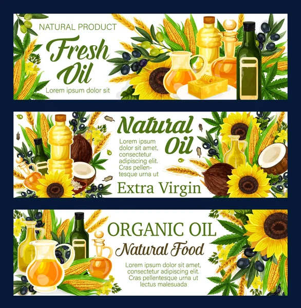 Olio naturale di girasole e di oliva — Vettoriale Stock