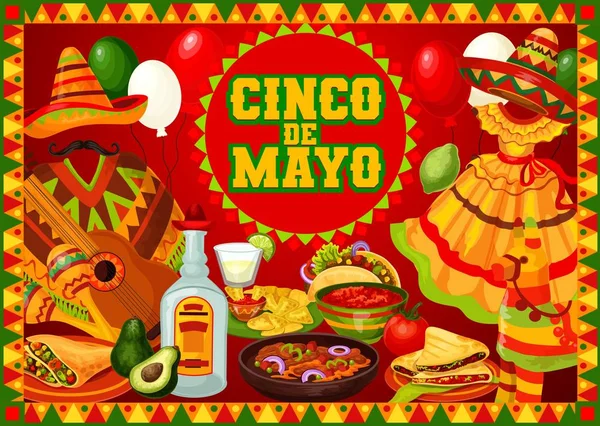 Mexicaanse fiesta Cinco de Mayo feest vieringen — Stockvector