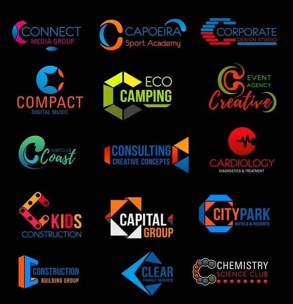 Identidad corporativa C iconos de negocios coloridos — Archivo Imágenes Vectoriales