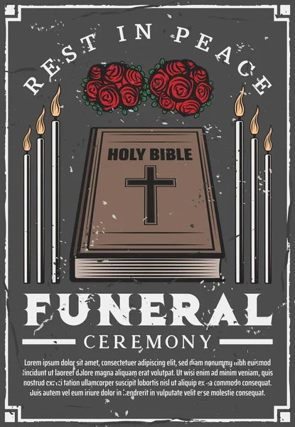 Servicio funerario, agencia de ceremonia de entierro — Vector de stock