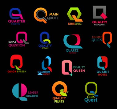 Q harfi soyut kurumsal kimlik, şirket işareti