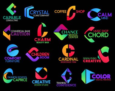 Medical and financial corporate identity C icons clipart